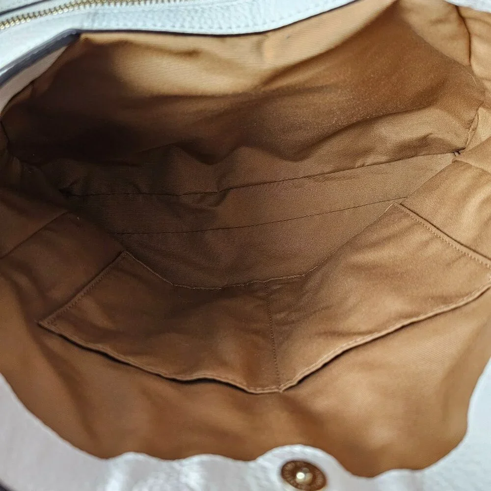 Coach Hallie Pebble Leather Snake Trim White Hobo Shoulder Bag F80266 COA - Picture 2 of 16